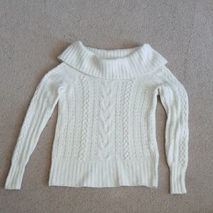 Angora/Lamb Cream Cowl Neck Sweater